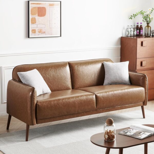 Atopston 67 Caramel Faux Leather Loveseat Sofa