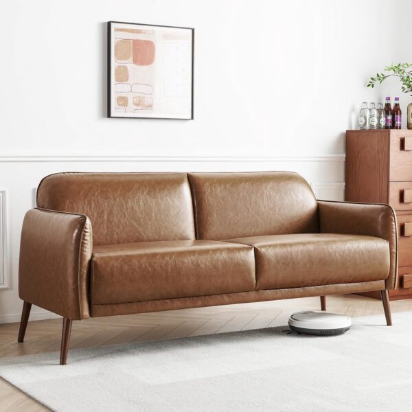 Atopston 67 Caramel Faux Leather Loveseat Sofa image 3