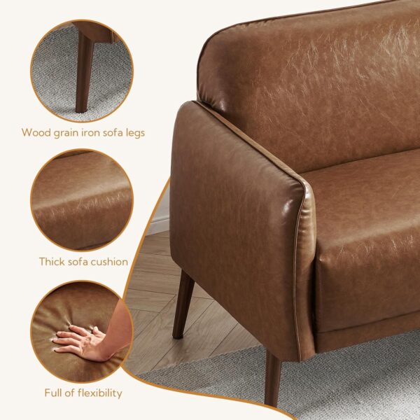 Atopston 67 Caramel Faux Leather Loveseat Sofa image 4