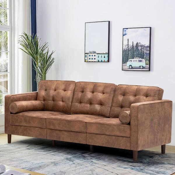 Lesofair 84 Faux Leather 3 Seater Sofa