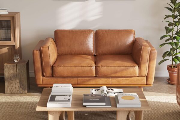 Valencia Artisan Full Leather Loveseat Sofa