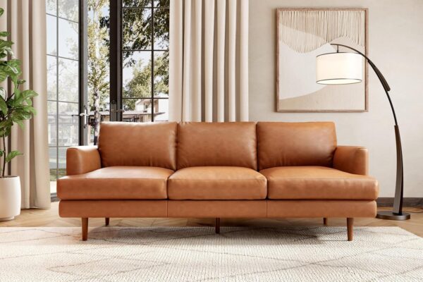 Valencia Grosseto 87 Cognac Tan Brown 3 Seater Full Leather Sofa