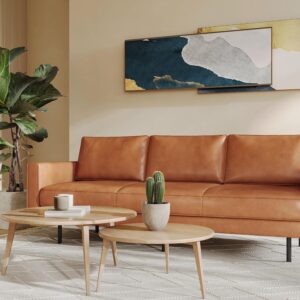 Valencia Varese 90 Cognac Tan Brown 3 Seater Full Leather Sofa